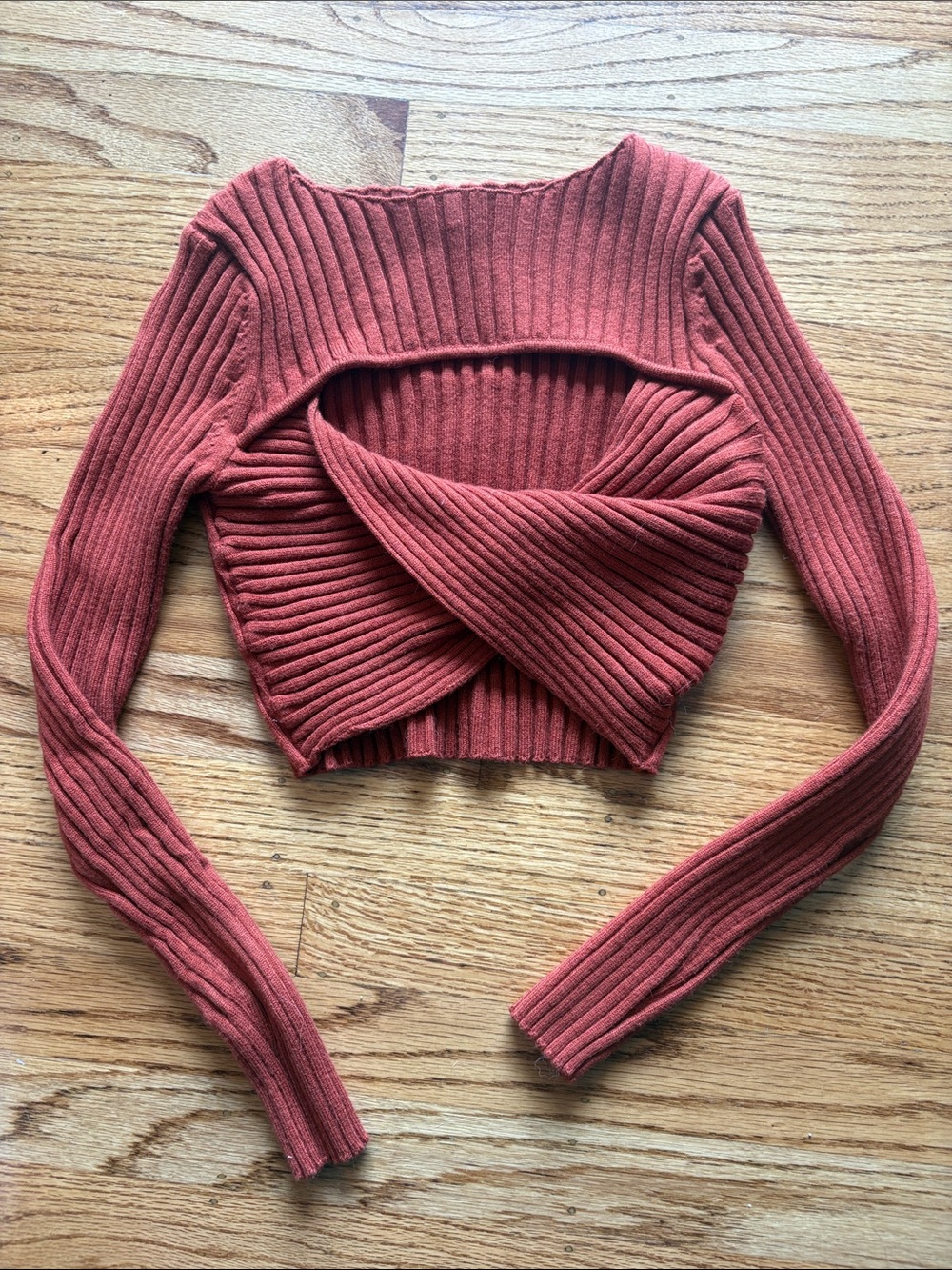 Urban Outfitters Ribbed Twist-Front Crop Top - Rust